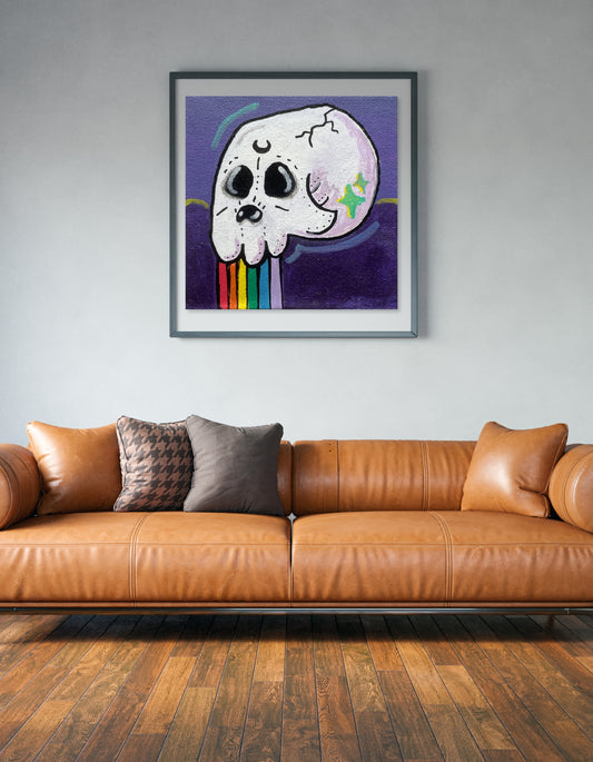 Rainbow Barfin Skully Art Print