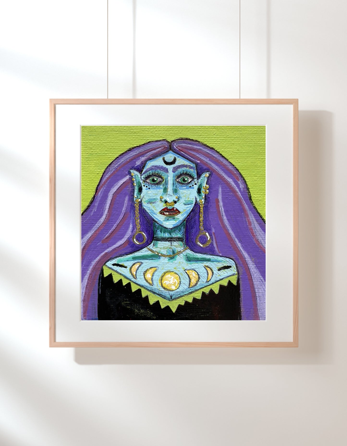 Witchy Wall Art | Mystical Blue Goddess Art Print for Eclectic Homes