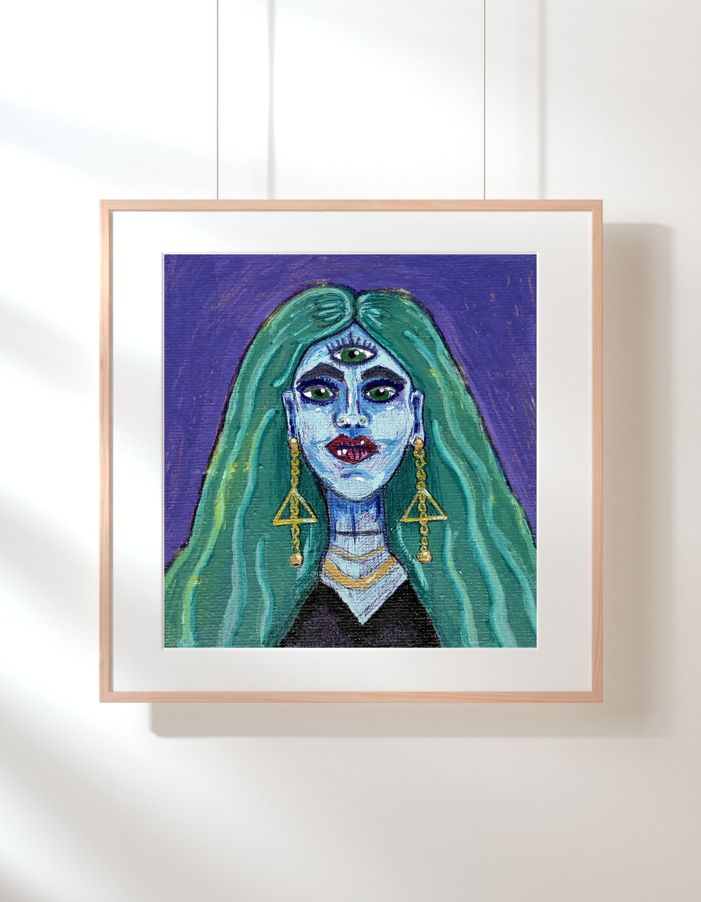 Witchy Wall Art | Mystical Blue Goddess Art Print for Eclectic Homes