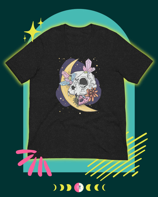 Mystical Cat Skull Graphic Tee