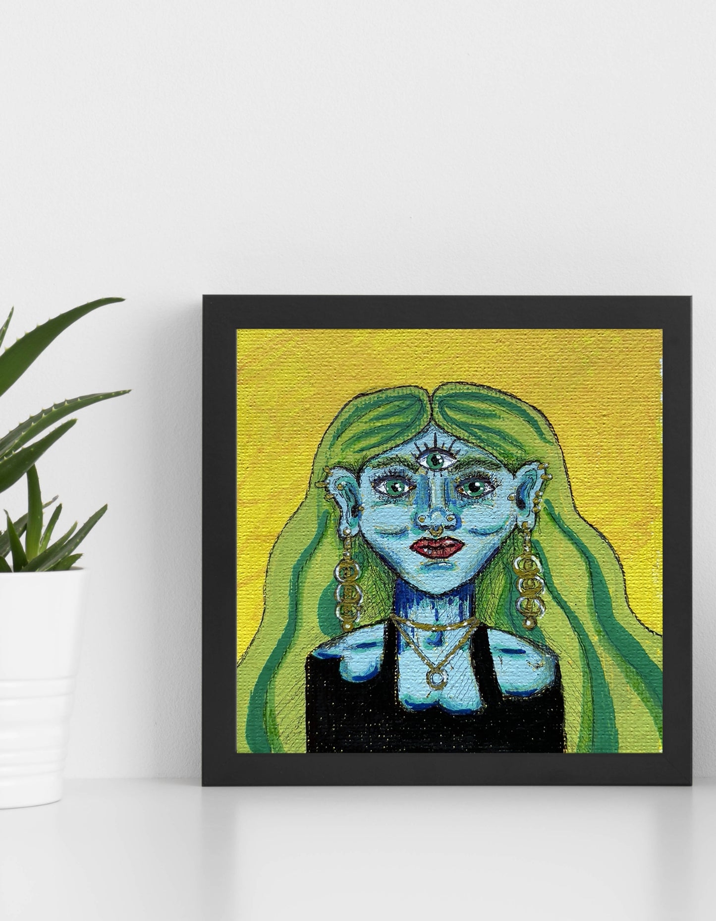Witchy Wall Art | Mystical Blue Goddess Art Print for Eclectic Homes