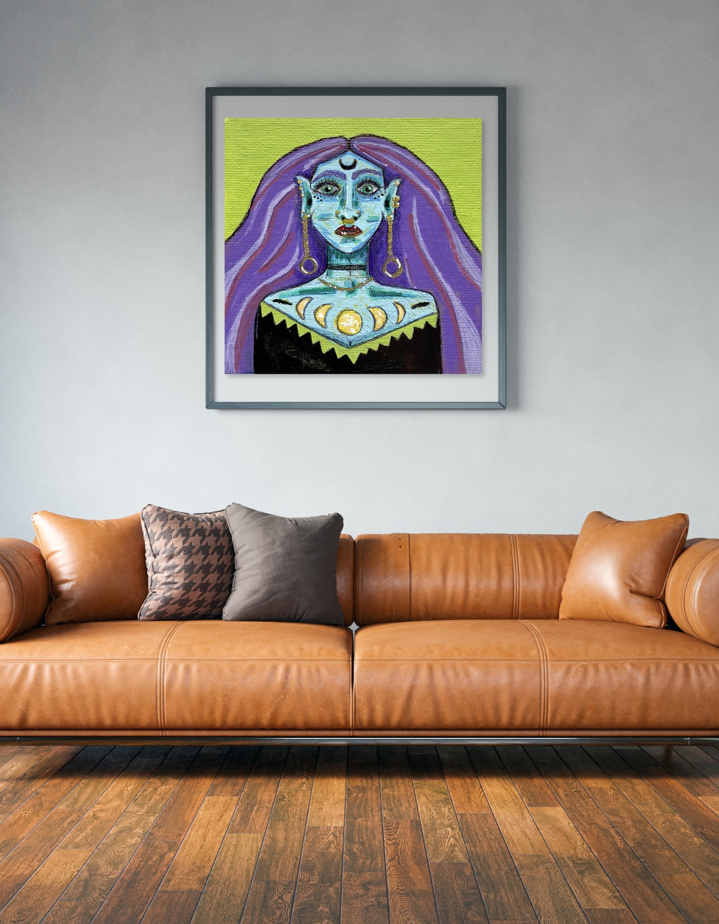 Witchy Wall Art | Mystical Blue Goddess Art Print for Eclectic Homes