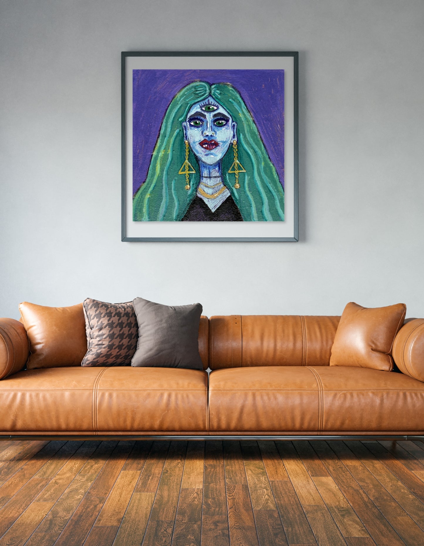 Witchy Wall Art | Mystical Blue Goddess Art Print for Eclectic Homes