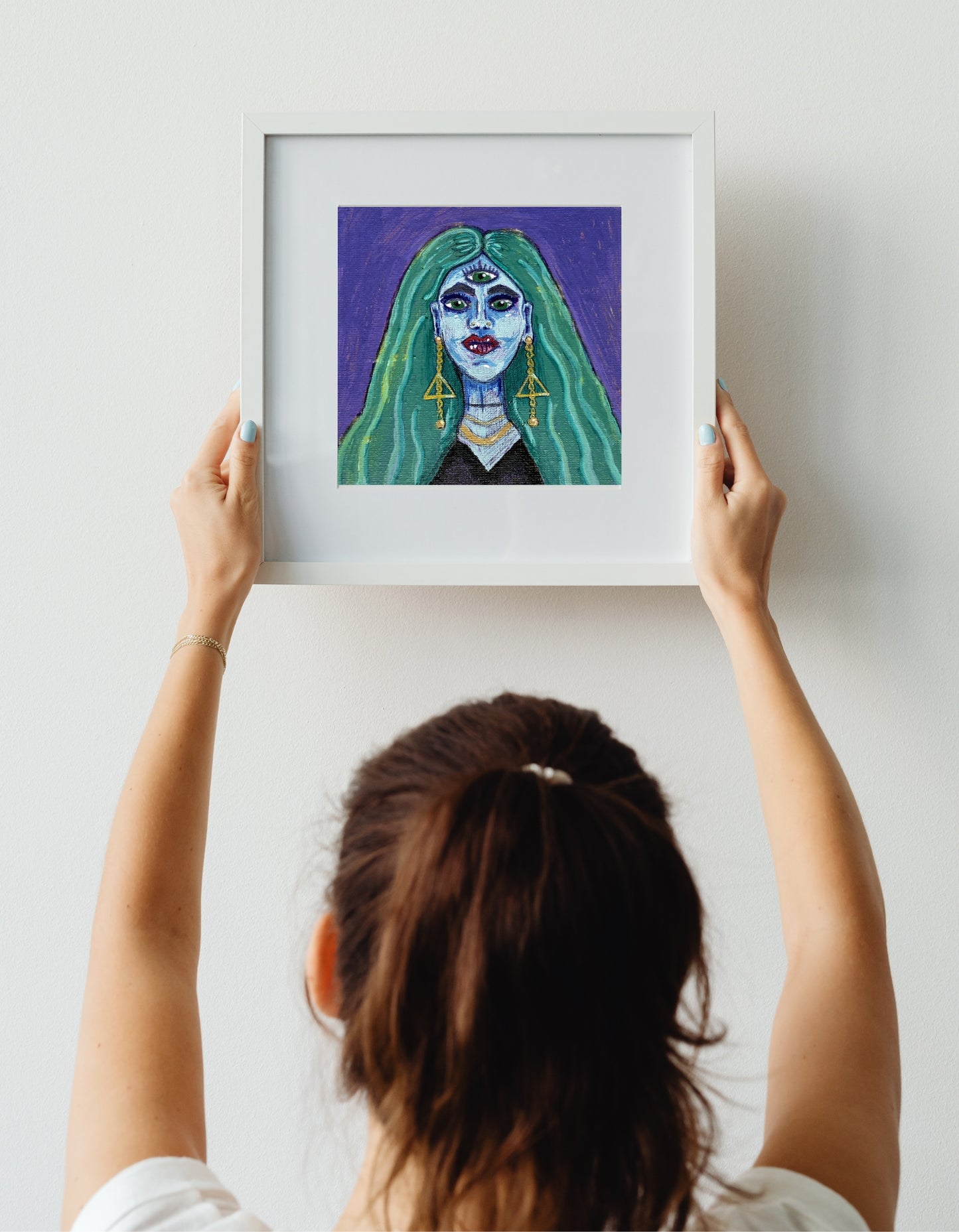 Witchy Wall Art | Mystical Blue Goddess Art Print for Eclectic Homes