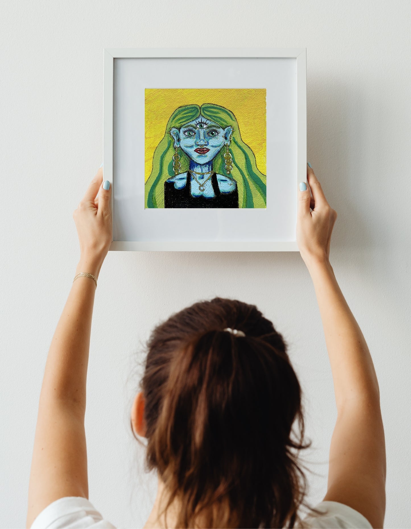Witchy Wall Art | Mystical Blue Goddess Art Print for Eclectic Homes