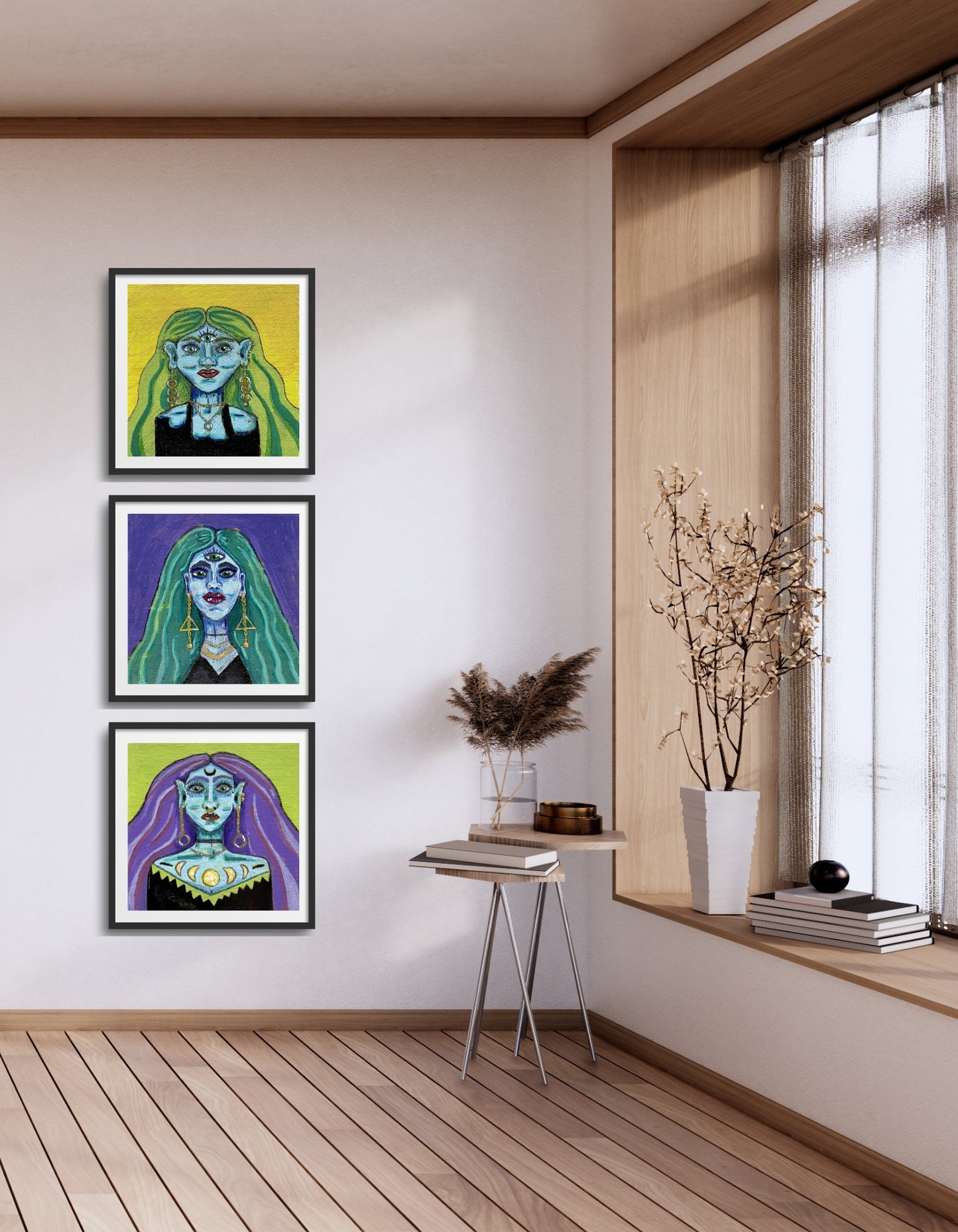 Witchy Wall Art | Mystical Blue Goddess Art Print for Eclectic Homes
