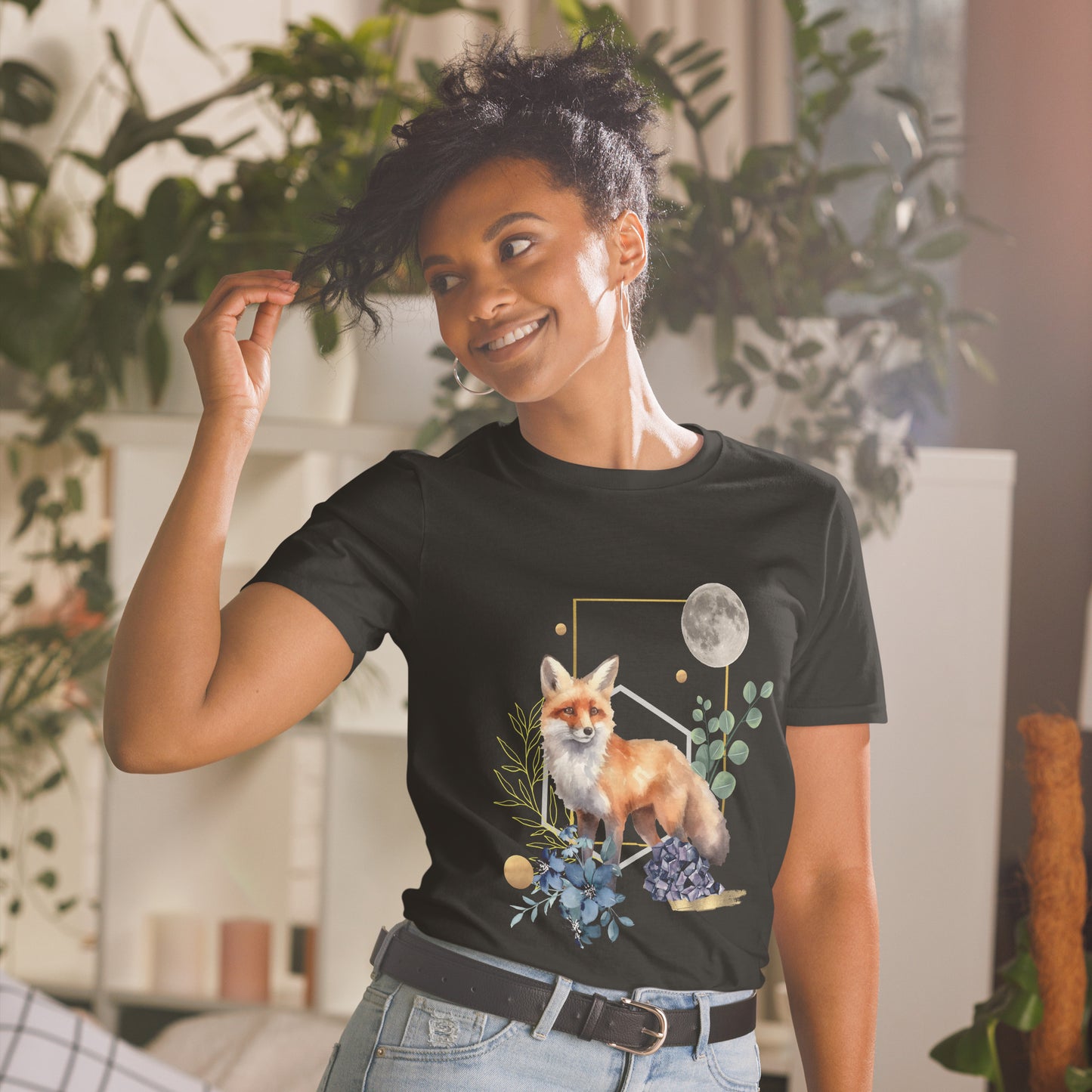 Mystical Fox & Moon Collage T-Shirt from Bohemian Enigma Design