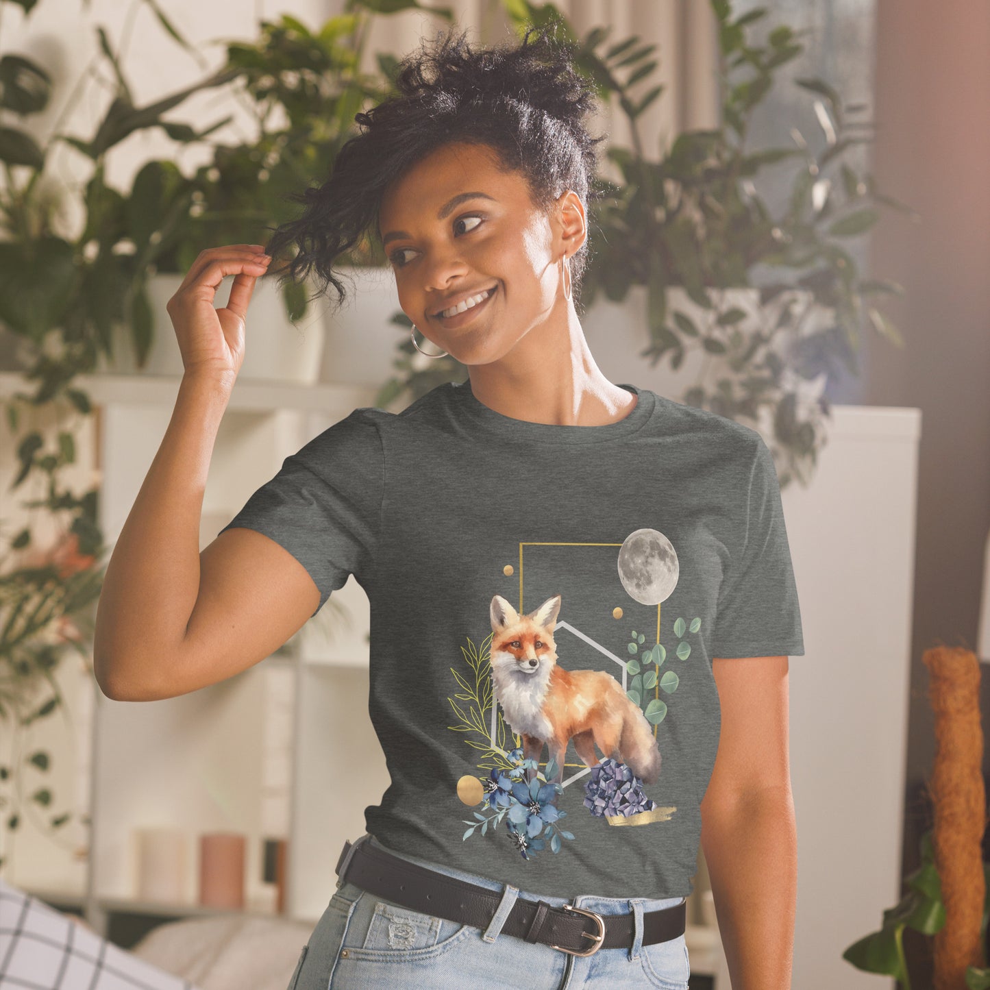 Mystical Fox & Moon Collage T-Shirt from Bohemian Enigma Design