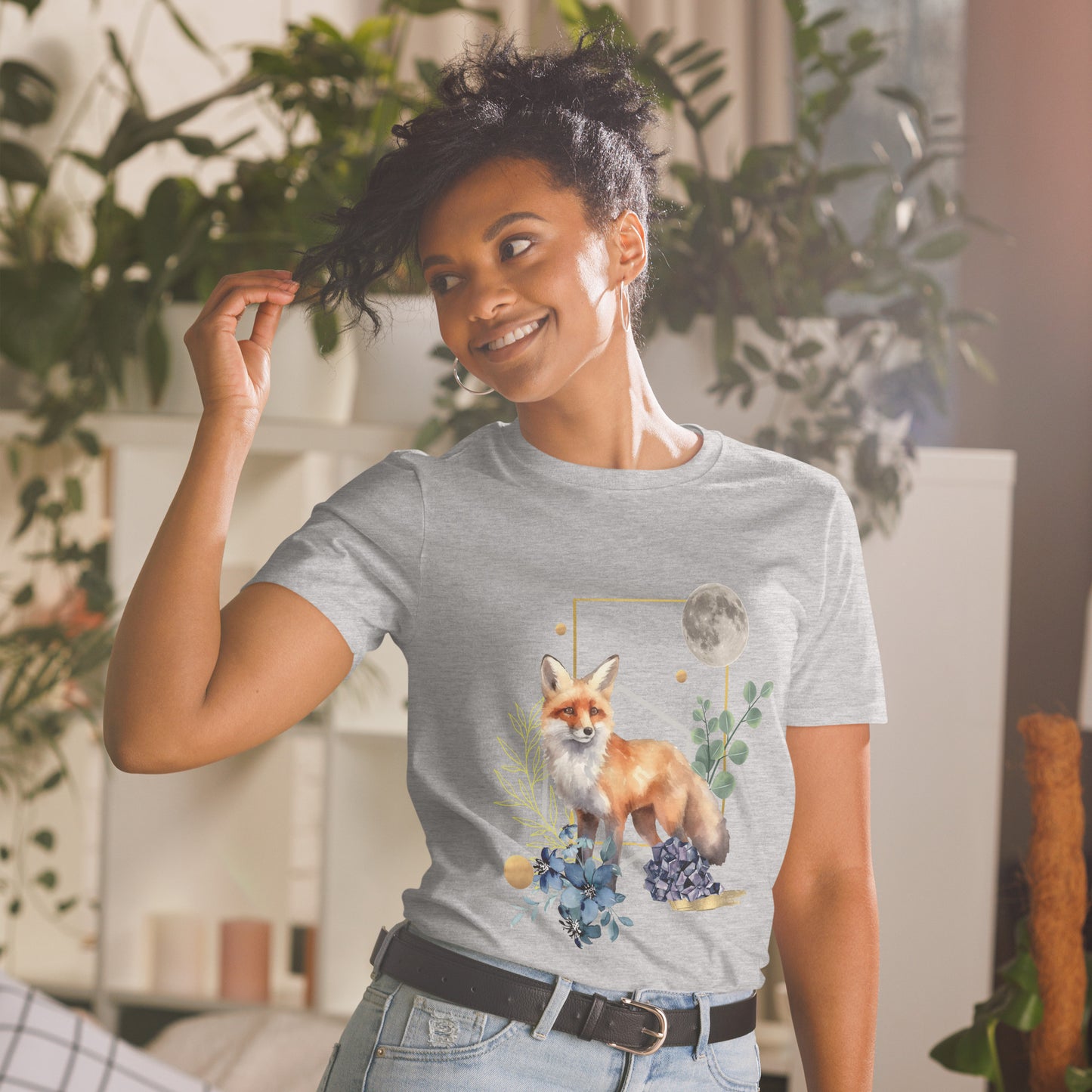 Mystical Fox & Moon Collage T-Shirt from Bohemian Enigma Design
