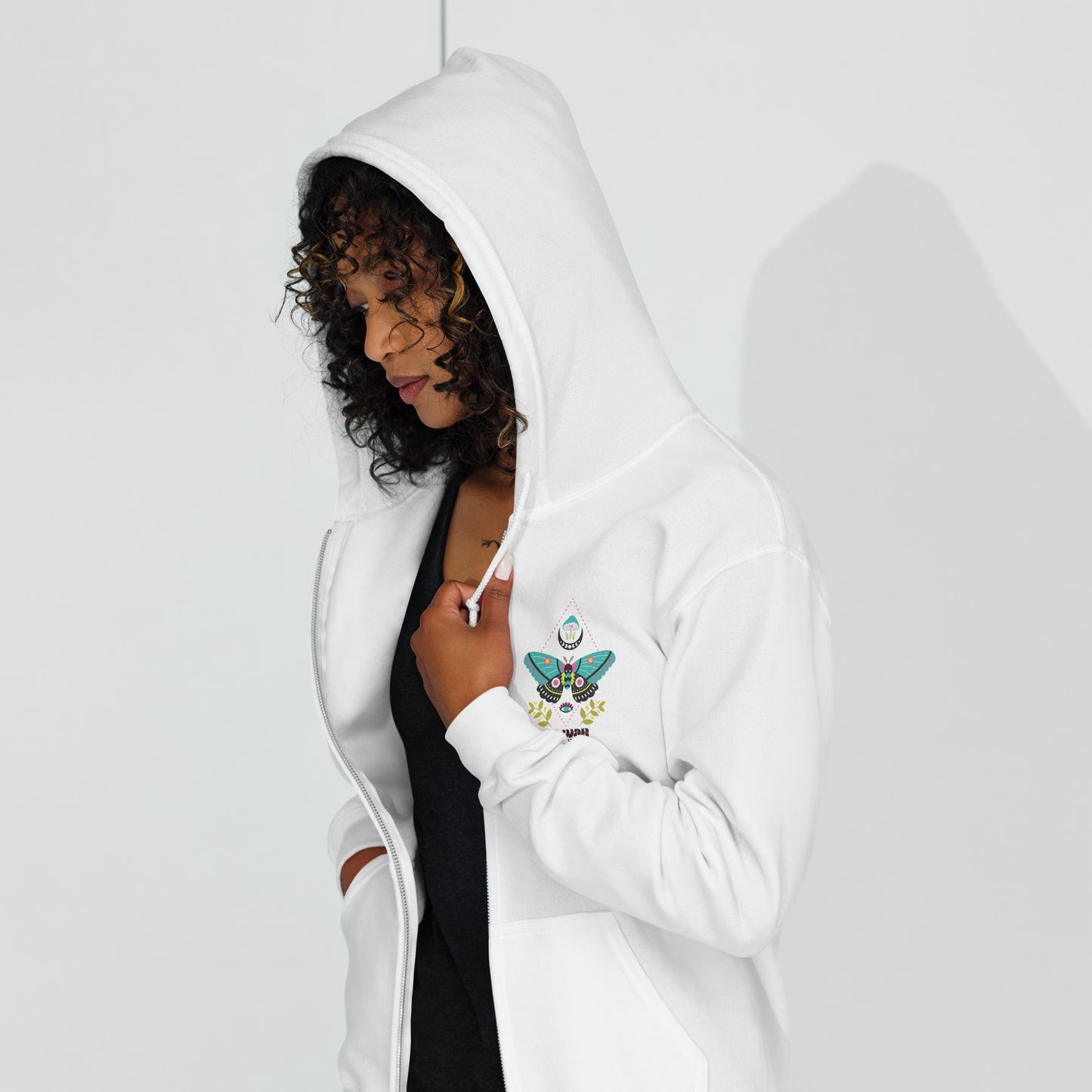 Enigmatic Moth & All-Seeing Eye ;No War but Class War; Zip-Up Hoodie