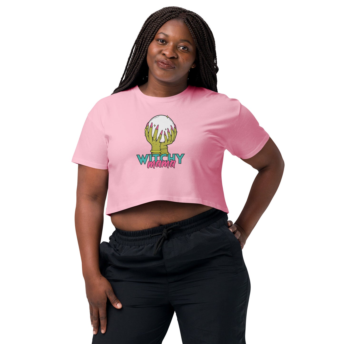 Witchy Mama Crystal Ball Esoteric Women’s crop top | witchcore, witch fashion, witchy crop top, boho crop top