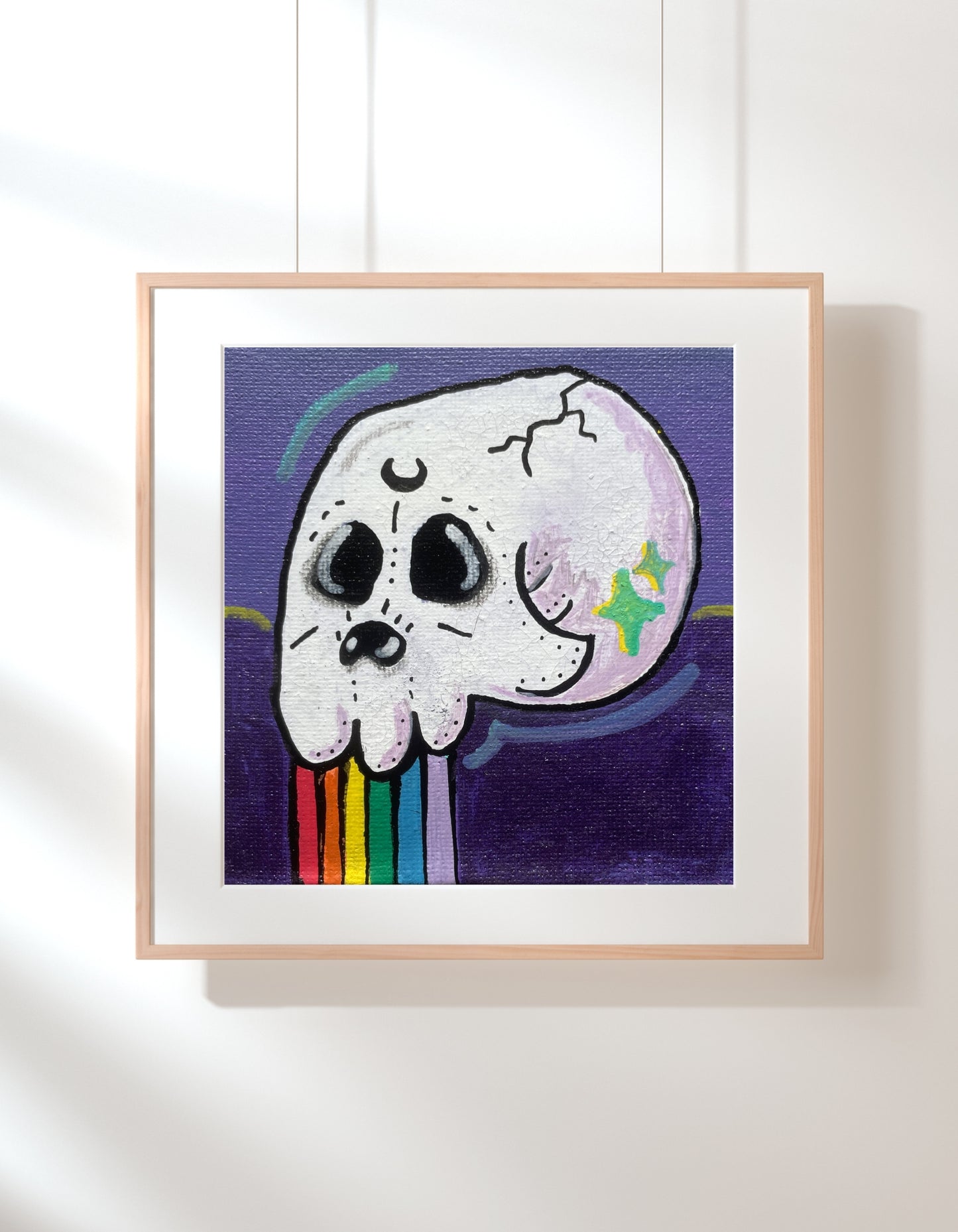 Rainbow Barfin Skully Art Print