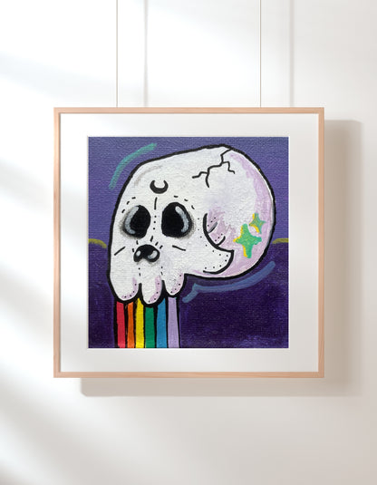 Rainbow Barfin Skully Art Print