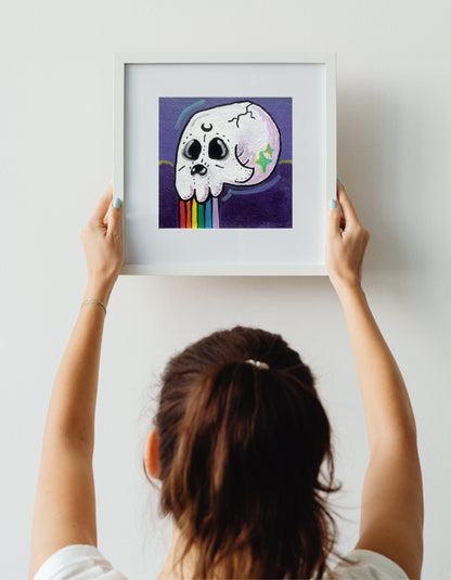 Rainbow Barfin Skully Art Print