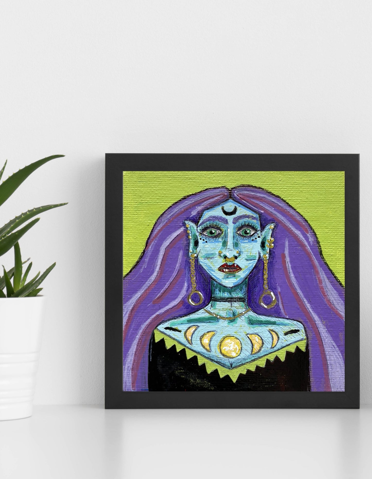 Witchy Wall Art | Mystical Blue Goddess Art Print for Eclectic Homes