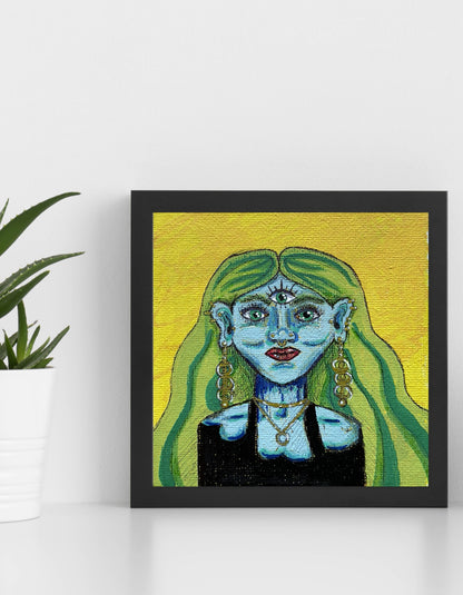 Witchy Wall Art | Mystical Blue Goddess Art Print for Eclectic Homes