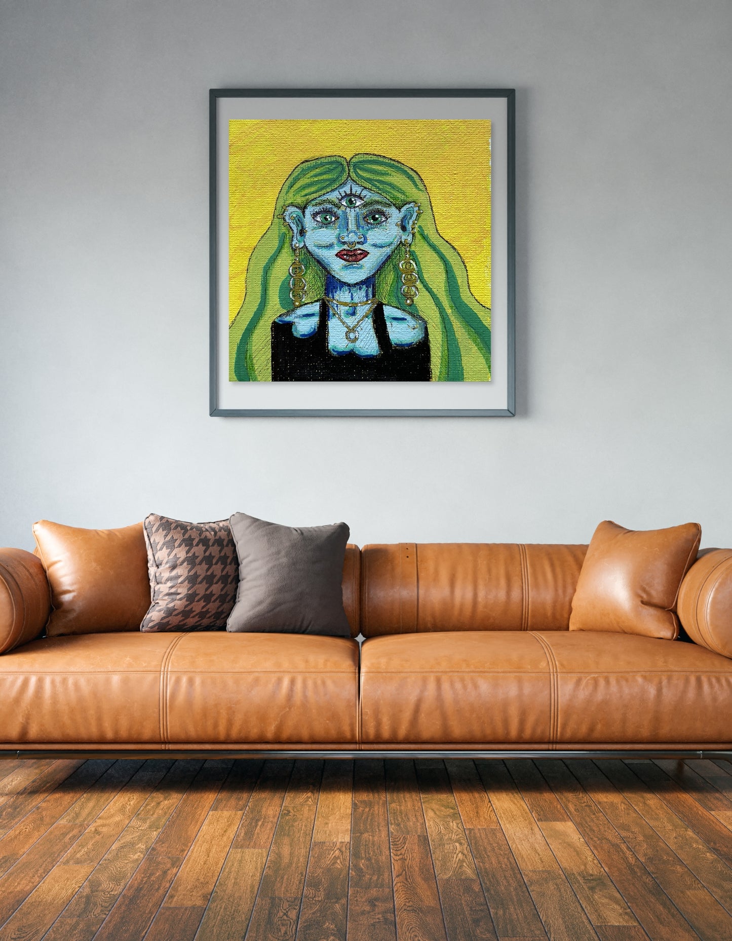 Witchy Wall Art | Mystical Blue Goddess Art Print for Eclectic Homes