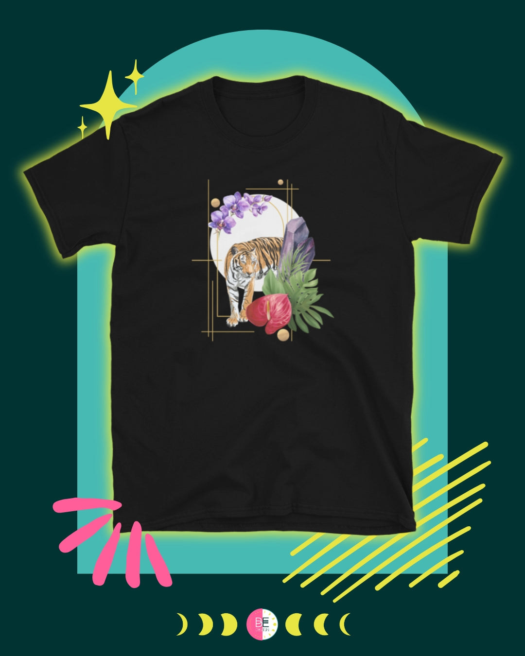 Tiger, Crystals & Tropical Plant Collage t-shirt