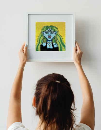 Witchy Wall Art | Mystical Blue Goddess Art Print for Eclectic Homes