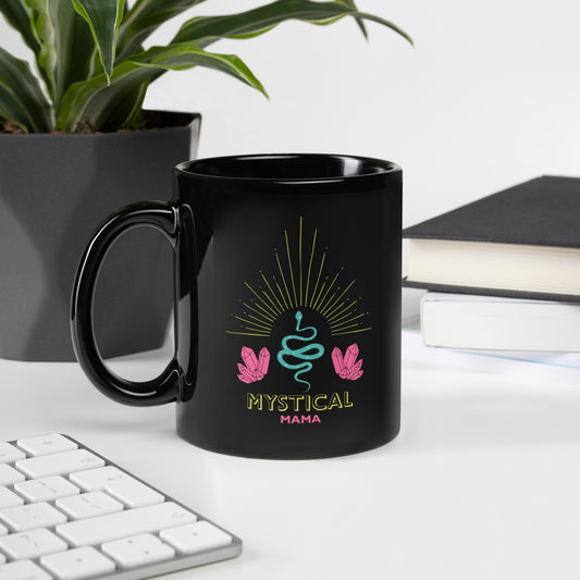Mystical Mama Black Glossy Ceramic Coffee Mug, Witchy Mama Coffee Mug, Magic Mama coffee Mug, Mystical Mama Coffee Mug, Mom&#39;s Morning Brew