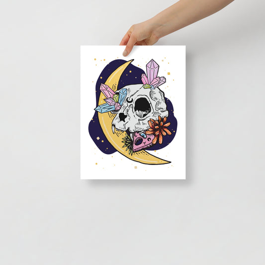 11 x 14 Cat Skull Esoteric Poster - Original art print