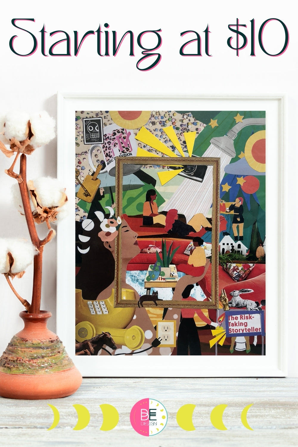 The Risky Storyteller Collage Art Print