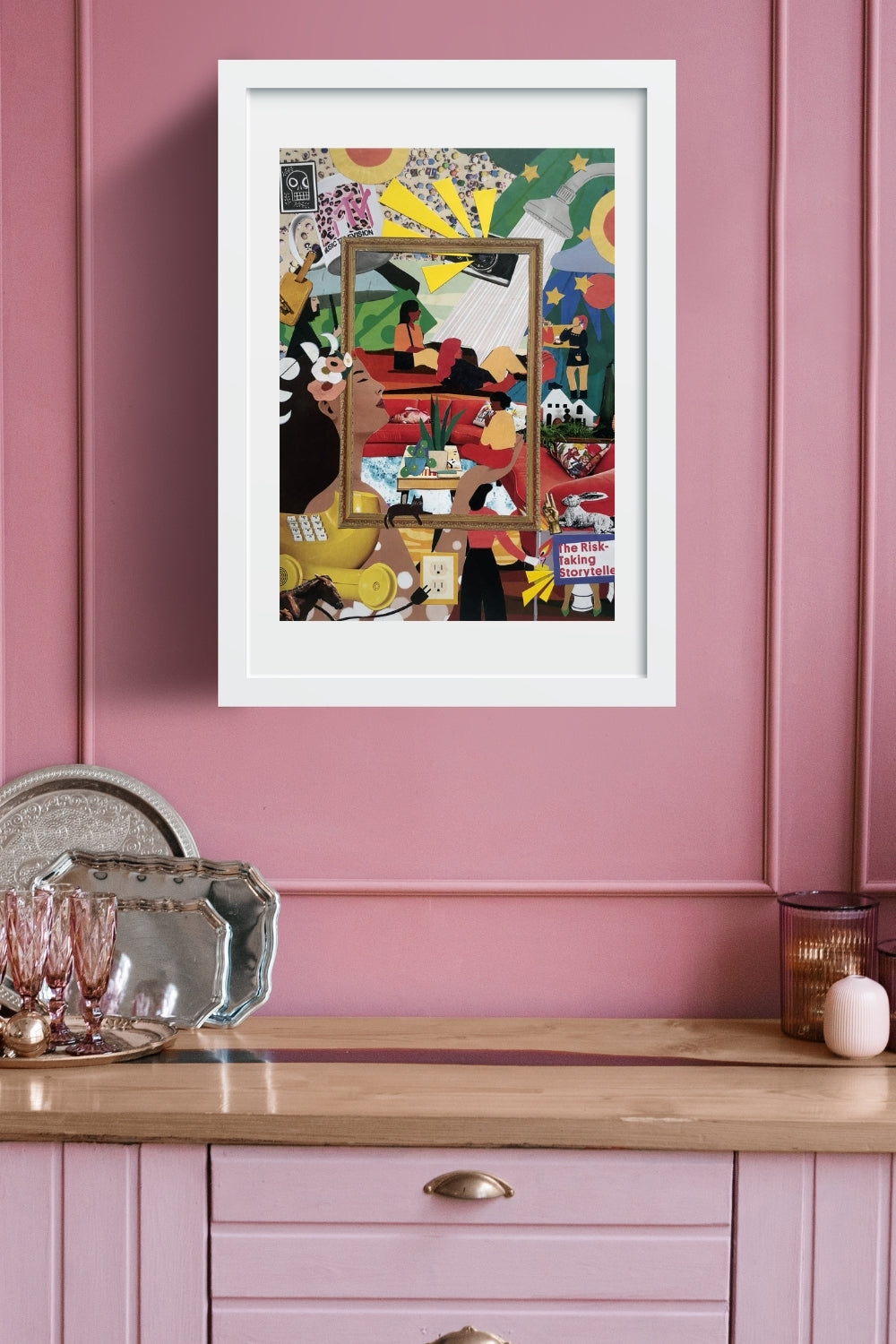 The Risky Storyteller Collage Art Print