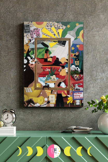 The Risky Storyteller Collage Art Print