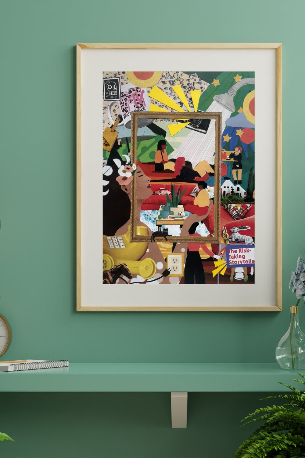 The Risky Storyteller Collage Art Print