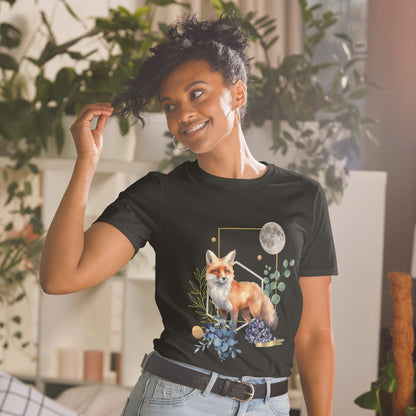 Mystical Fox & Moon Collage T-Shirt from Bohemian Enigma Design