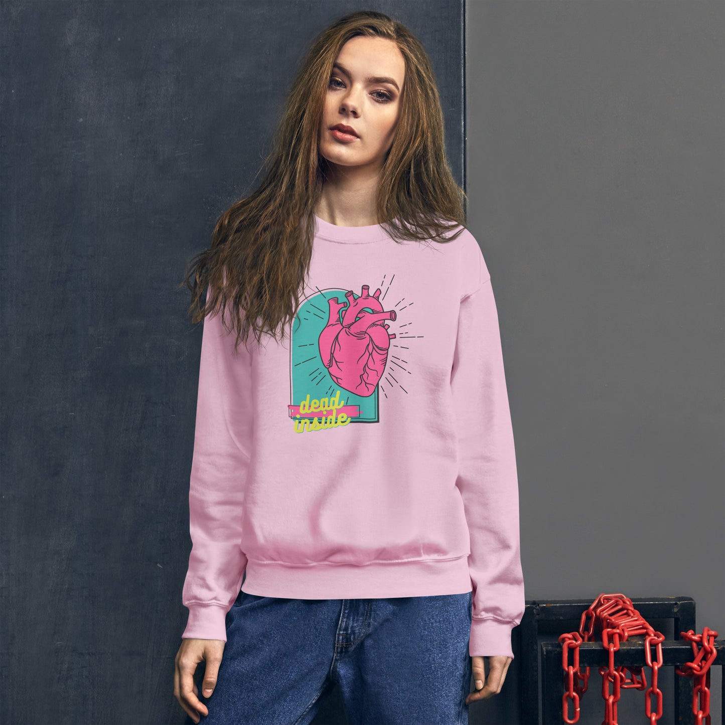 Dead Inside Anatomical Heart Pullover Sweatshirt - Witchy Boho Macabre Jumper - Colorful Sweater - Dead Inside Merchandise