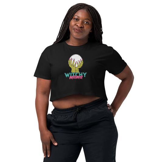 Witchy Mama Crystal Ball Esoteric Women’s crop top | witchcore, witch fashion, witchy crop top, boho crop top